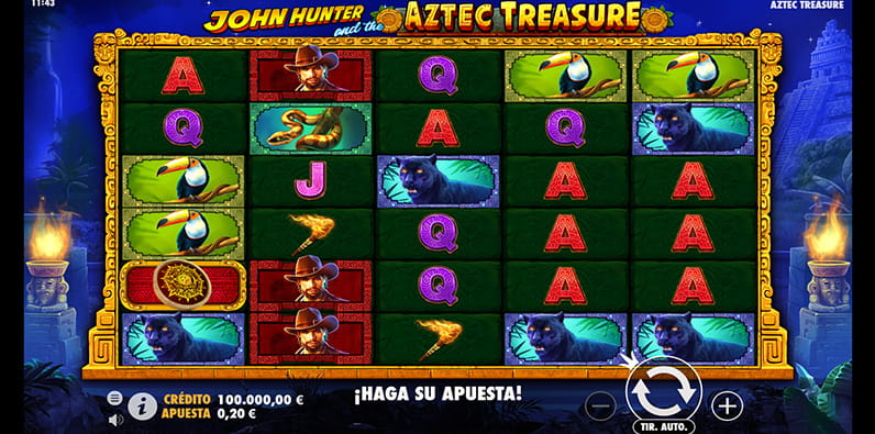 Pantalla inicial de la slot John Hunter and the Aztec Treasure 