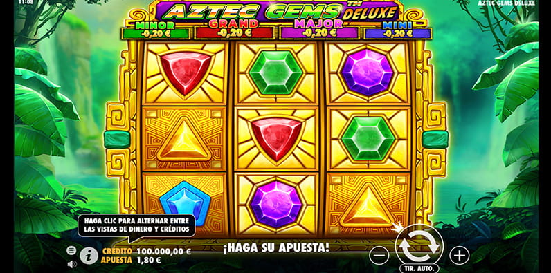 Pantalla inicial de la slot Aztec Gems Deluxe 