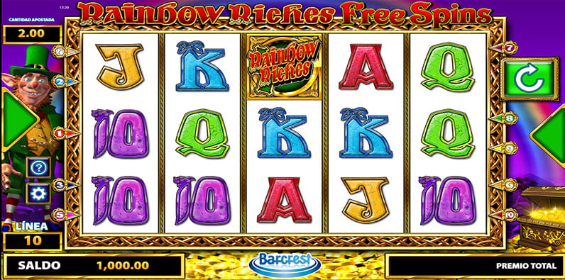 Captura de pantalla de la slot Rainbow Riches de SG Interactive