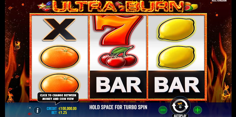 Pantalla de inicio de la slot Ultra Burn de Reel Kingdom 