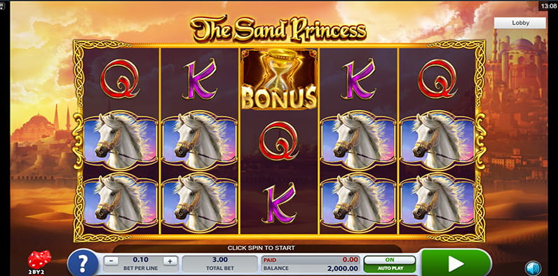 Pantalla de inicio de la slot The Sand Princess 