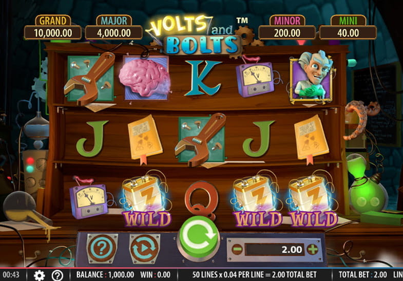 Captura de pantalla de la slot Volts and Bolts de SG Interactive