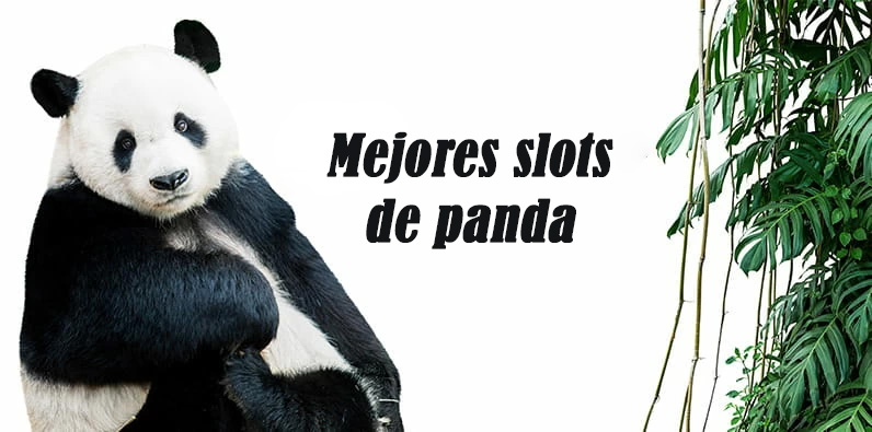Oso panda sentado y las palabras 'Mejores slots de panda'
