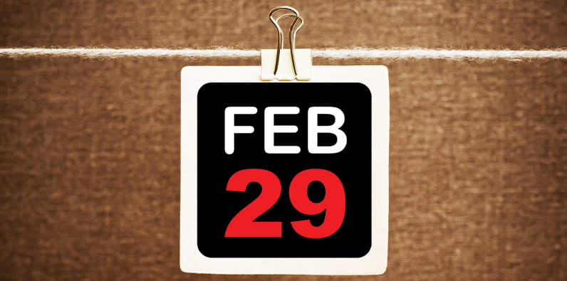 Una señal con la fecha del 29 de febrero